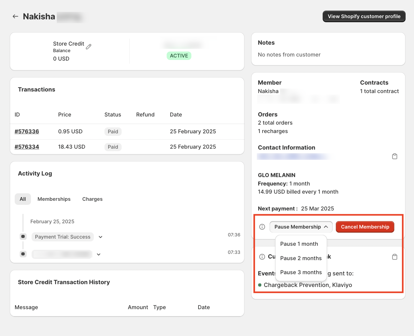 Cancel and pause options