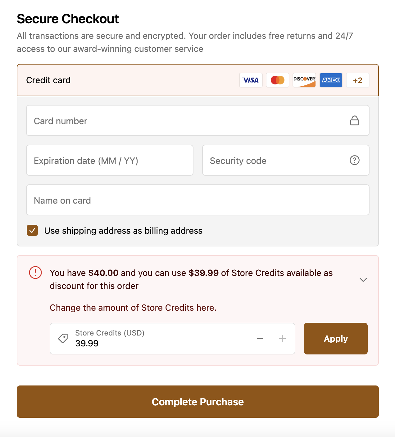 Apply store credit to order