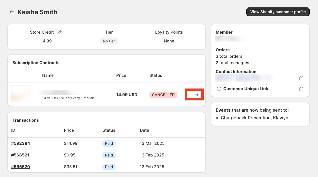 Click arrow to expand member details